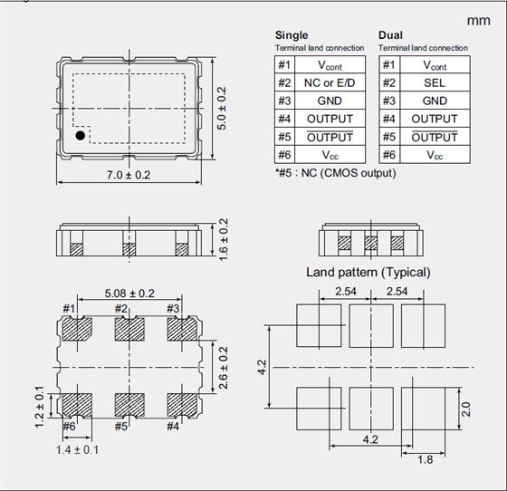 贴片型石英晶体振荡器,VCXO晶体振荡器,NV7050S[ ]晶振