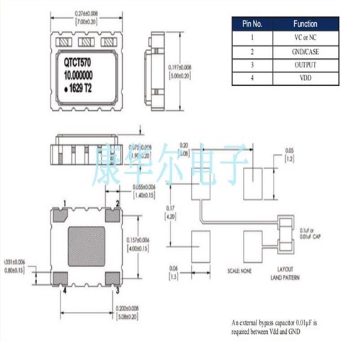 Q-Tech晶振,QTCT570晶振,QTCT5703C1T-50.000000晶振,小体积薄型晶振