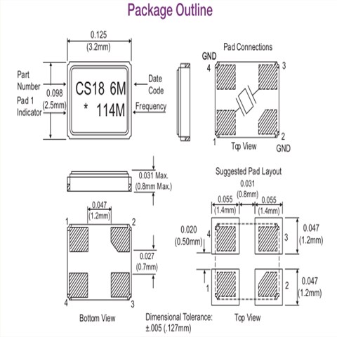 ConnorWinfield晶振CS-018,CS-018-114.285M小体积3225晶振