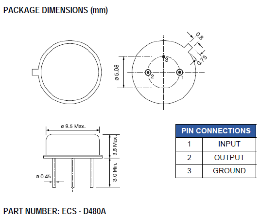 SAW滤波器,插件型声表面滤波器,ECS-D480A滤波器