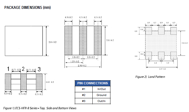 贴片型陶瓷谐振器,2.5×2.0mm贴片谐振器,ECS-HFR-B晶振