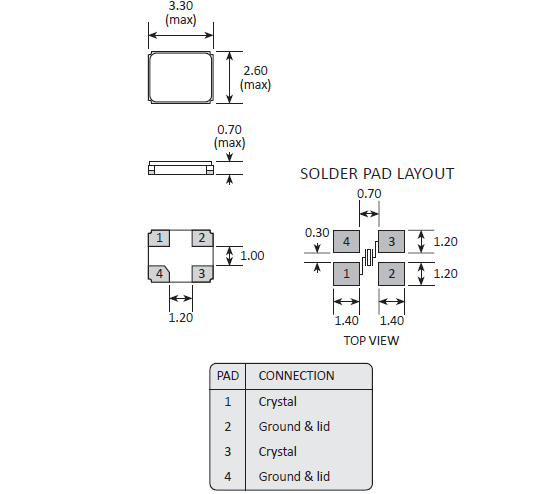 SMD型石英晶体谐振器,贴片石英晶振,GSX-333晶振