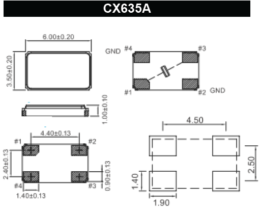 CX635A晶振,6035封装石英晶振,无源高精度贴片晶振