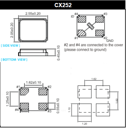 CX252晶振,SMD2520谐振器,超小贴片型石英晶体
