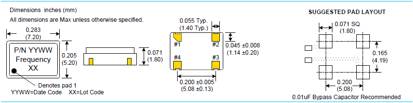 C25xx 7050 XO OSC LVCMOS 2.5V