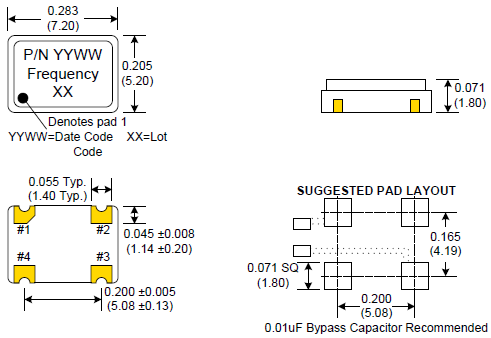 C33xx 7050 XO OSC HCMOS 3.3V