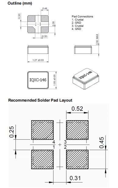 IQD晶振,IQXC-146晶振,四脚贴片晶振