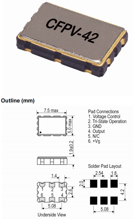 IQD晶振,CFPV-42晶振,压控晶体振荡器