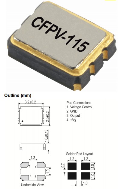 IQD晶振,CFPV-115晶振,电压可控晶体振荡器