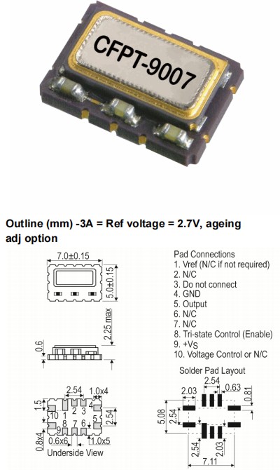 IQD晶振,CFPT-9007晶振,压控温补晶振