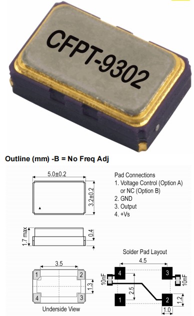 IQD晶振,CFPT-9302晶振,温补晶体振荡器