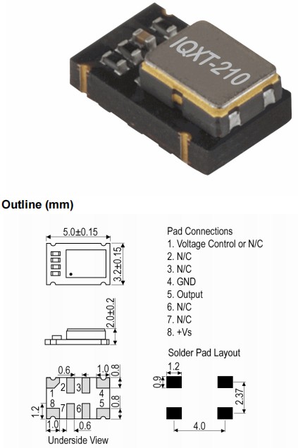 IQD晶振,IQXT-210晶振,低电源电压晶振