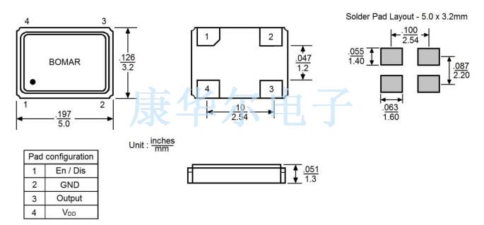 Bomar晶振,B1350-ADDS3T-32.768kHz晶振,32.768KHZ晶振