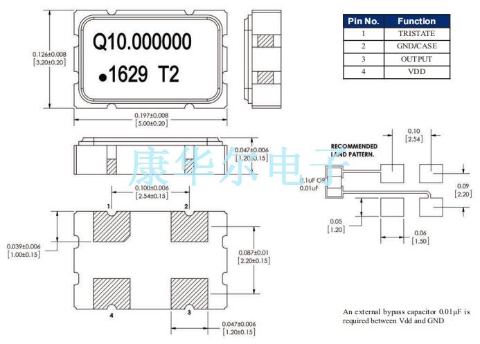 Q-Tech晶振,QTCC350晶振,QTCC350LD12-50.000MHz晶振