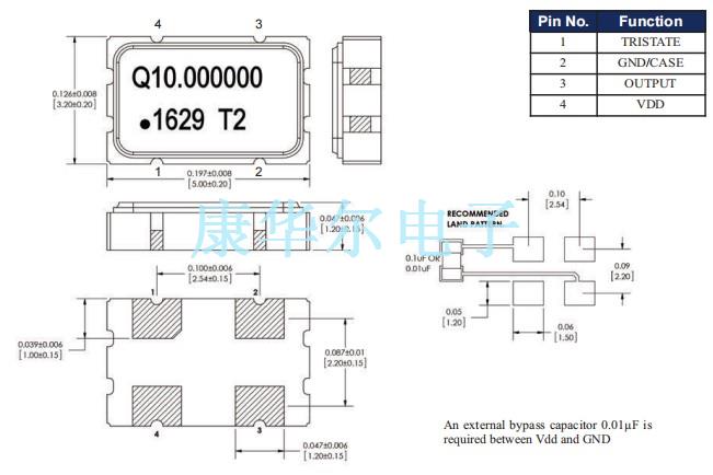 Q-Tech晶振,QTCH350晶振,QTCH350UD92-20.000MHz晶振