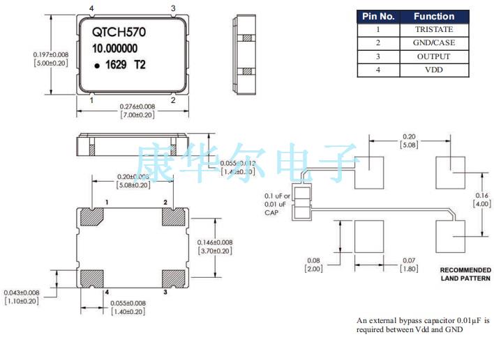 Q-Tech晶振,QTCH570晶振,QTCH570UD92-20.000MHz晶振