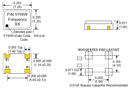 C32xx C39xx 7050 XO OSC HCMOS 5V